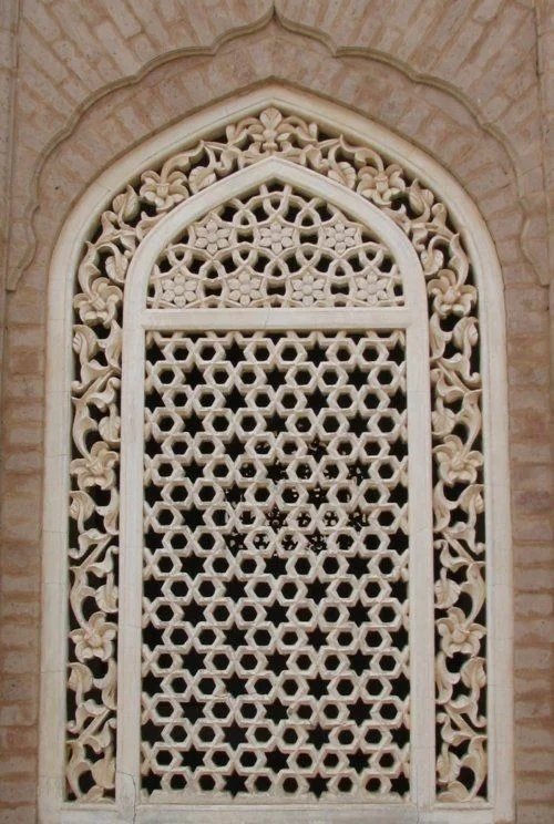 Floral Bordered Hexagonal Star Jali Window